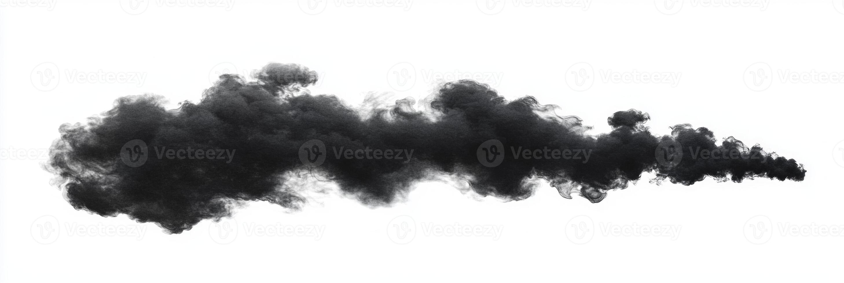 Billowing clouds of black smoke ascend into the air, creating a mesmerizing contrast against the bright white background, revealing shades and textures that evoke a sense of depth and complexity. photo