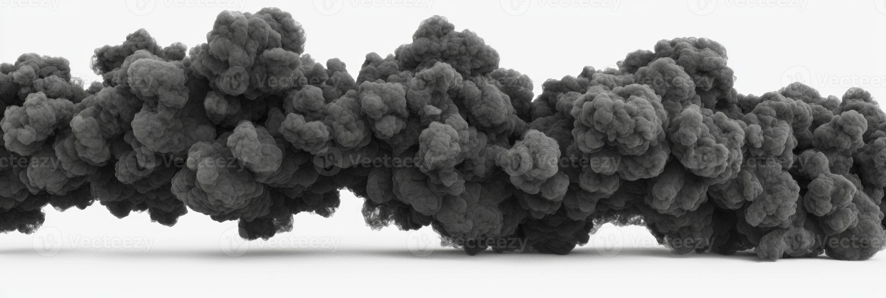 Black smoke billows upward, forming mesmerizing shapes that dance across a bright background, showcasing a striking interplay of texture and shading. photo