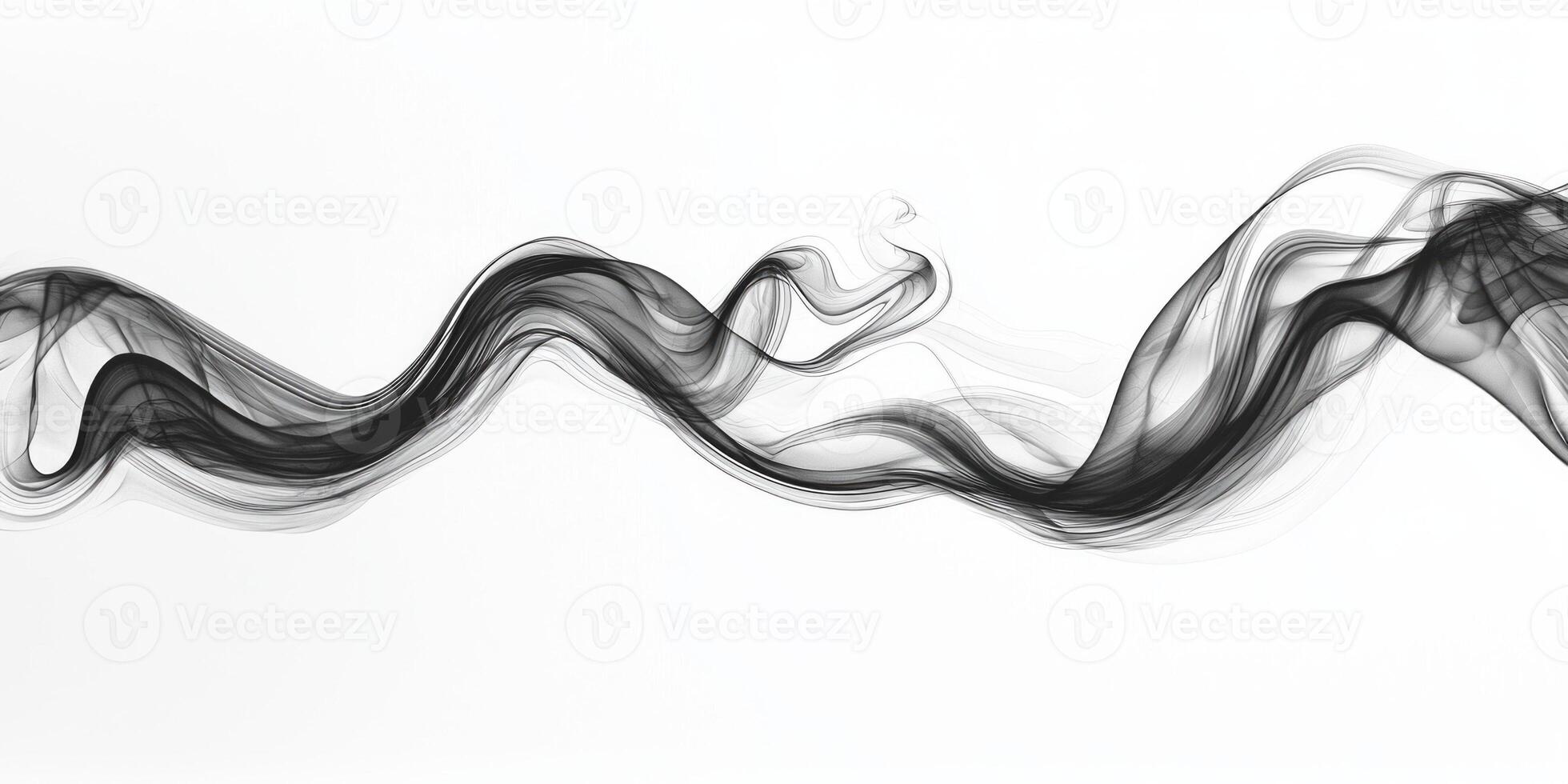 Swirling black smoke billows outward, creating depth and complexity against a clean white background. The layered smoke embodies an ethereal quality, inviting observation photo