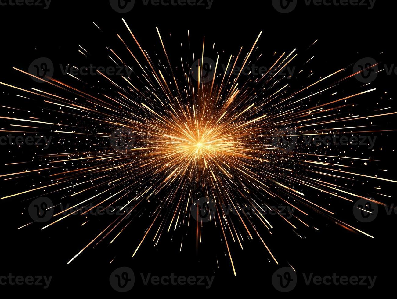 mesmerizing burst of golden particles expands outward, leaving glowing trails that radiate energy and heat. This stunning cosmic explosion captivates with its vibrant intensity. photo