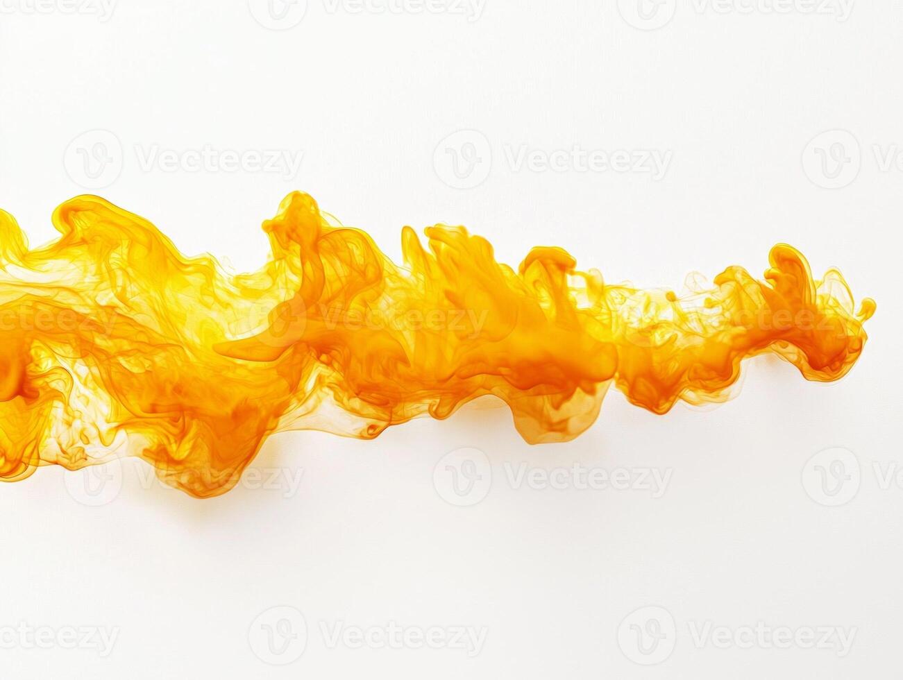 A mesmerizing display of yellow smoke ascends in soft, swirling tendrils, transitioning through bright hues to lighter shades against a clean white background, evoking a feeling of creativity. photo