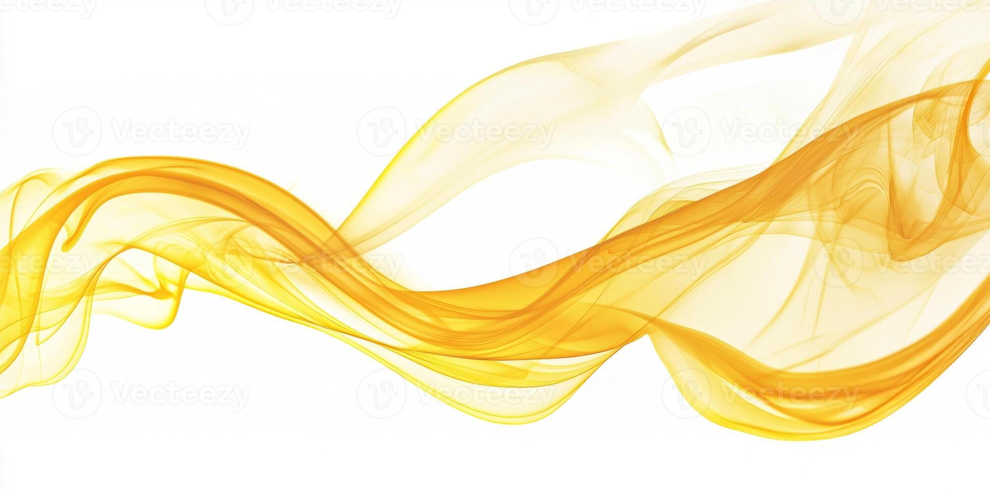 A vibrant yellow smoke plume swirls upward, forming soft, flowing trails with deep and light tones. Its ethereal movement creates a captivating visual delight against a clean white canvas. photo