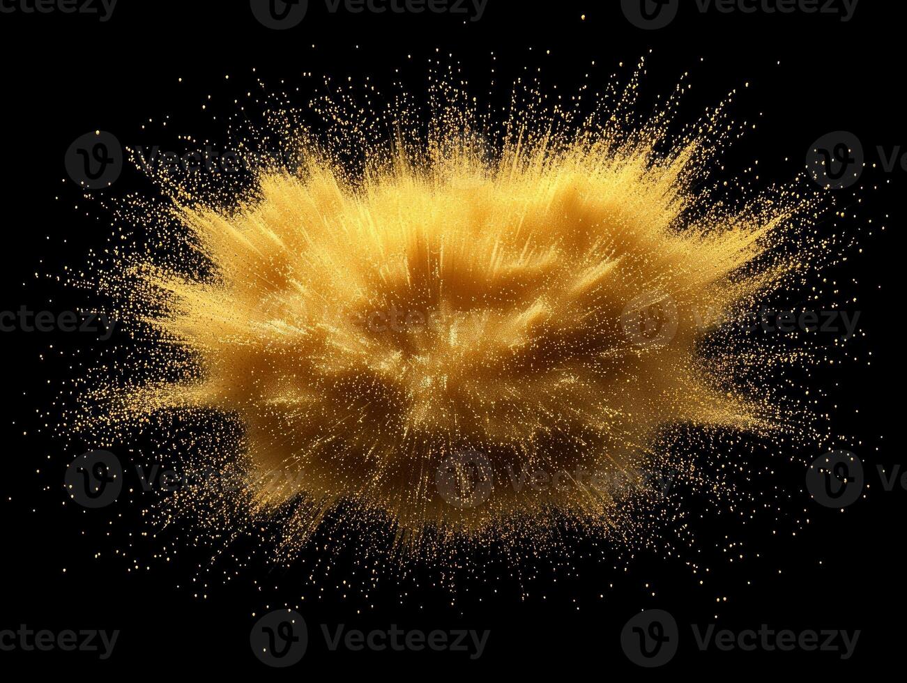 Witness a captivating burst of yellow particles as they dynamically scatter outward, forming a brilliant sphere of energy amidst a contrasting dark background, evoking cosmic power and beauty. photo