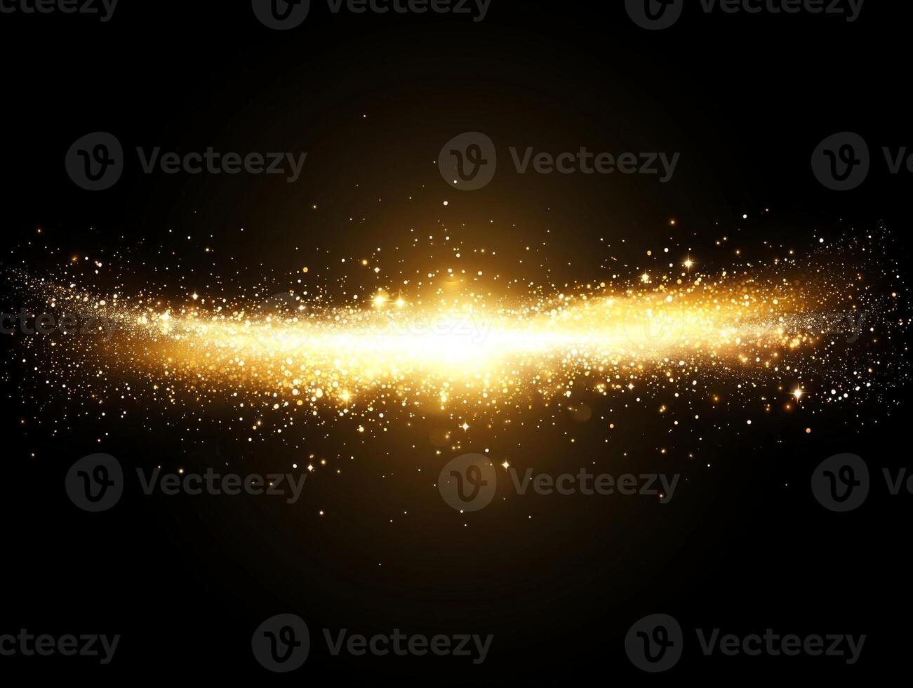 A vibrant explosion of yellow particles bursts forth, illuminating the darkness with its glowing intensity, creating a captivating cosmic wave of light and energy that mesmerizes. photo