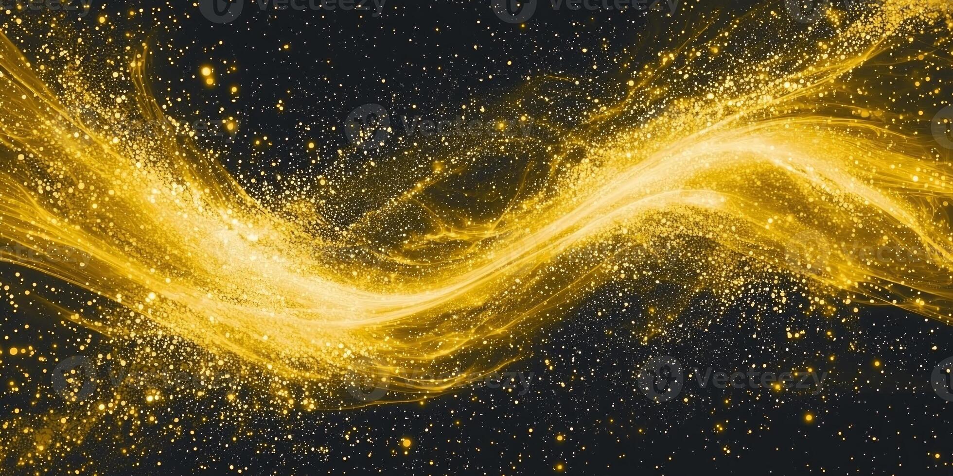 A burst of yellow particles erupts from a glowing center, sending dazzling streams of light and dust outward in a high-energy cosmic explosion, captivating the viewer's imagination. photo