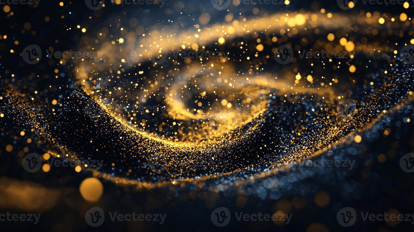 Yellow dots pulsate and swirl in a dynamic spiral, casting a warm glow against the black void. The varied sizes create an enchanting cosmic atmosphere, inviting contemplation. photo