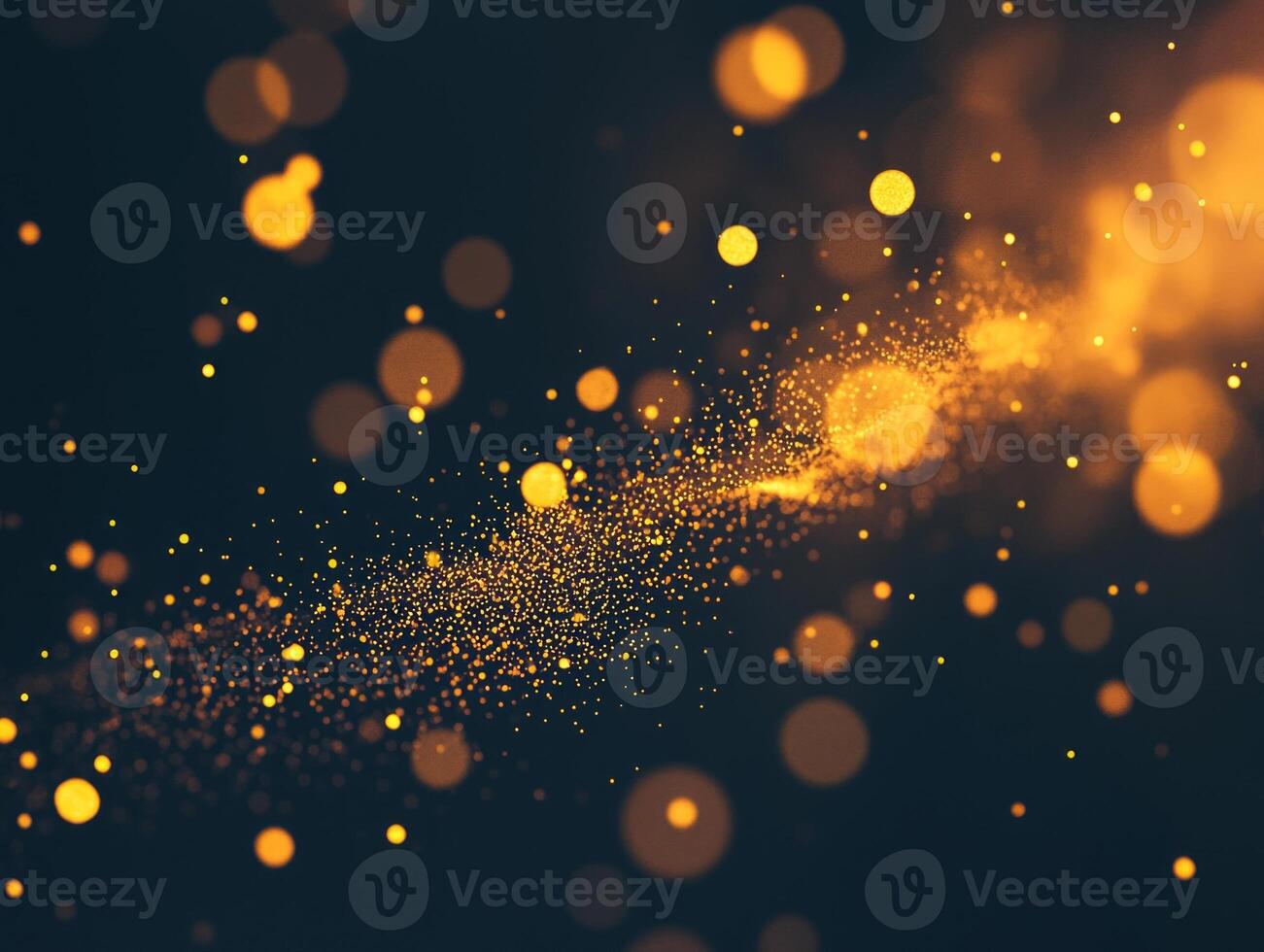 Small yellow dots scatter chaotically across a deep black background, glowing with varied intensity to create an enchanting stardust effect. This cosmic minimalism captivates the imagination. photo