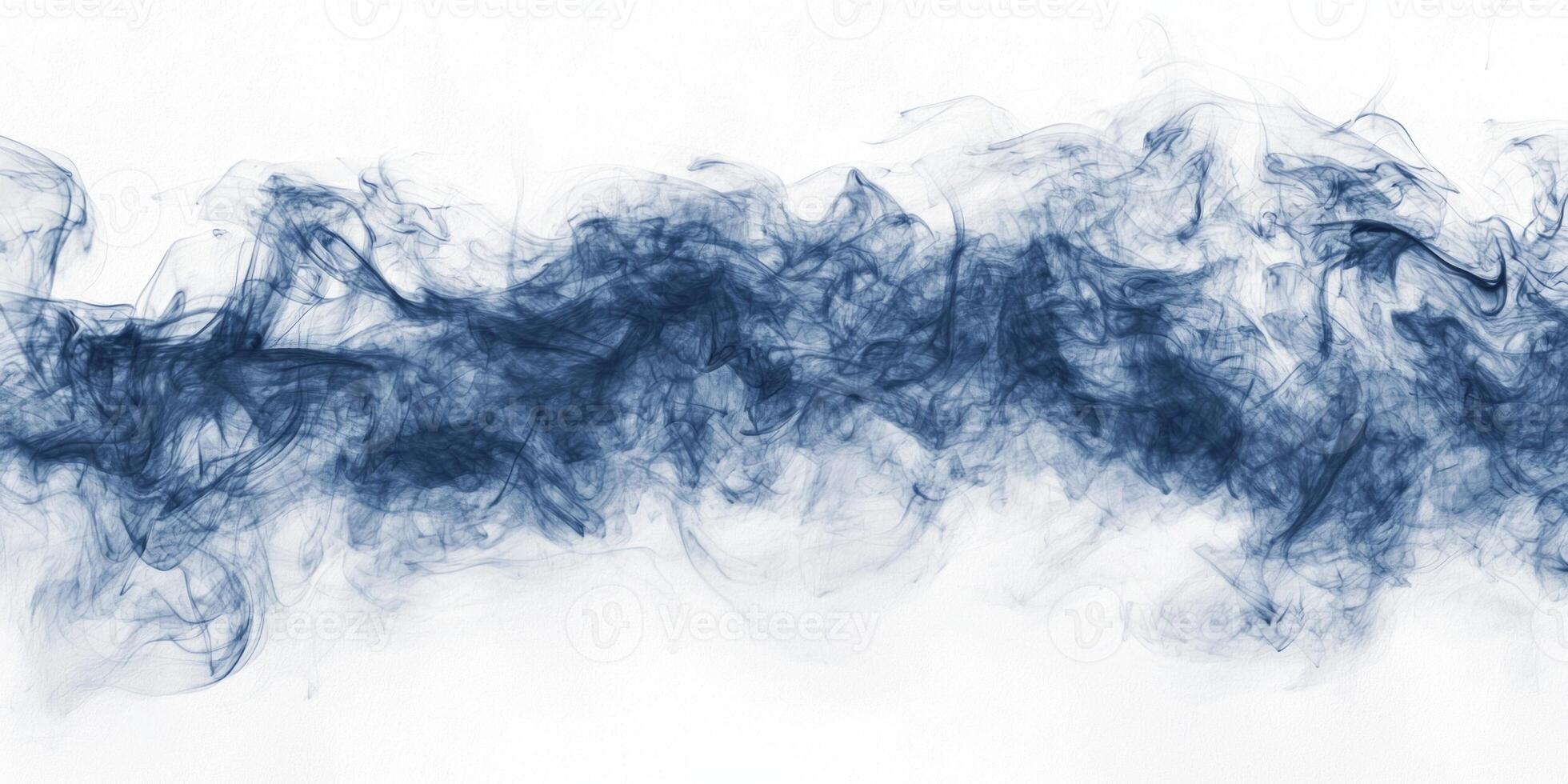 A mesmerizing plume of blue smoke ascends elegantly toward the sky, blending shades from deep azure to lighter tones against a bright white background, creating an ethereal atmosphere. photo
