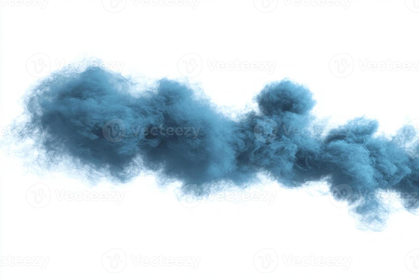 Thick blue smoke billows upward, swirling dynamically with soft edges against a bright white backdrop, showcasing varying opacity and intricate detail that captivates the eye. photo