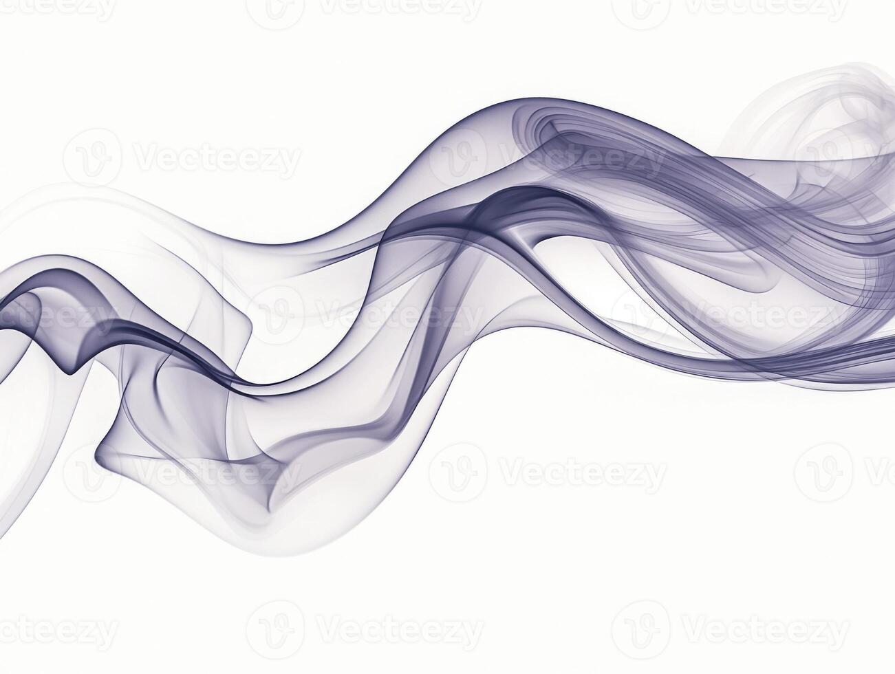 Soft, swirling tendrils of gray smoke rise delicately against a pure white background, blending shades of gray into lighter tones, evoking tranquility and mystery. photo