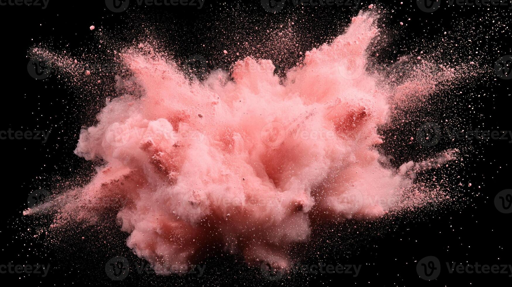 stunning display features a radiant burst of pink particles, exploding outward in all directions against a deep black backdrop, evoking cosmic energy and vibrancy. photo