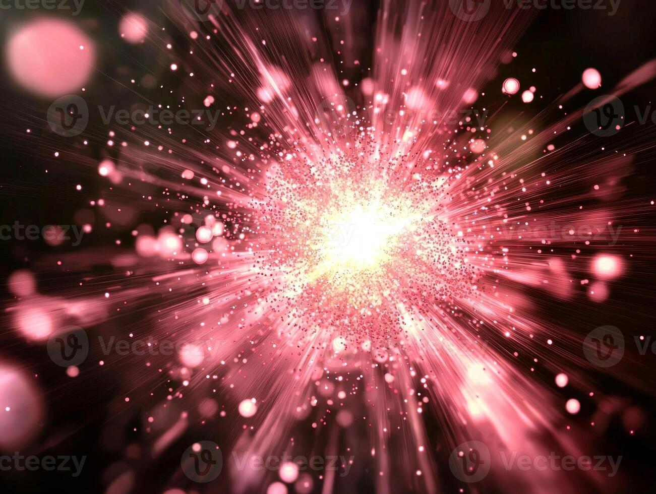 striking display of pink particles bursts outward, illuminating the black backdrop with a soft yet powerful glow, evoking a sense of energy and dynamism in the vastness of space. photo