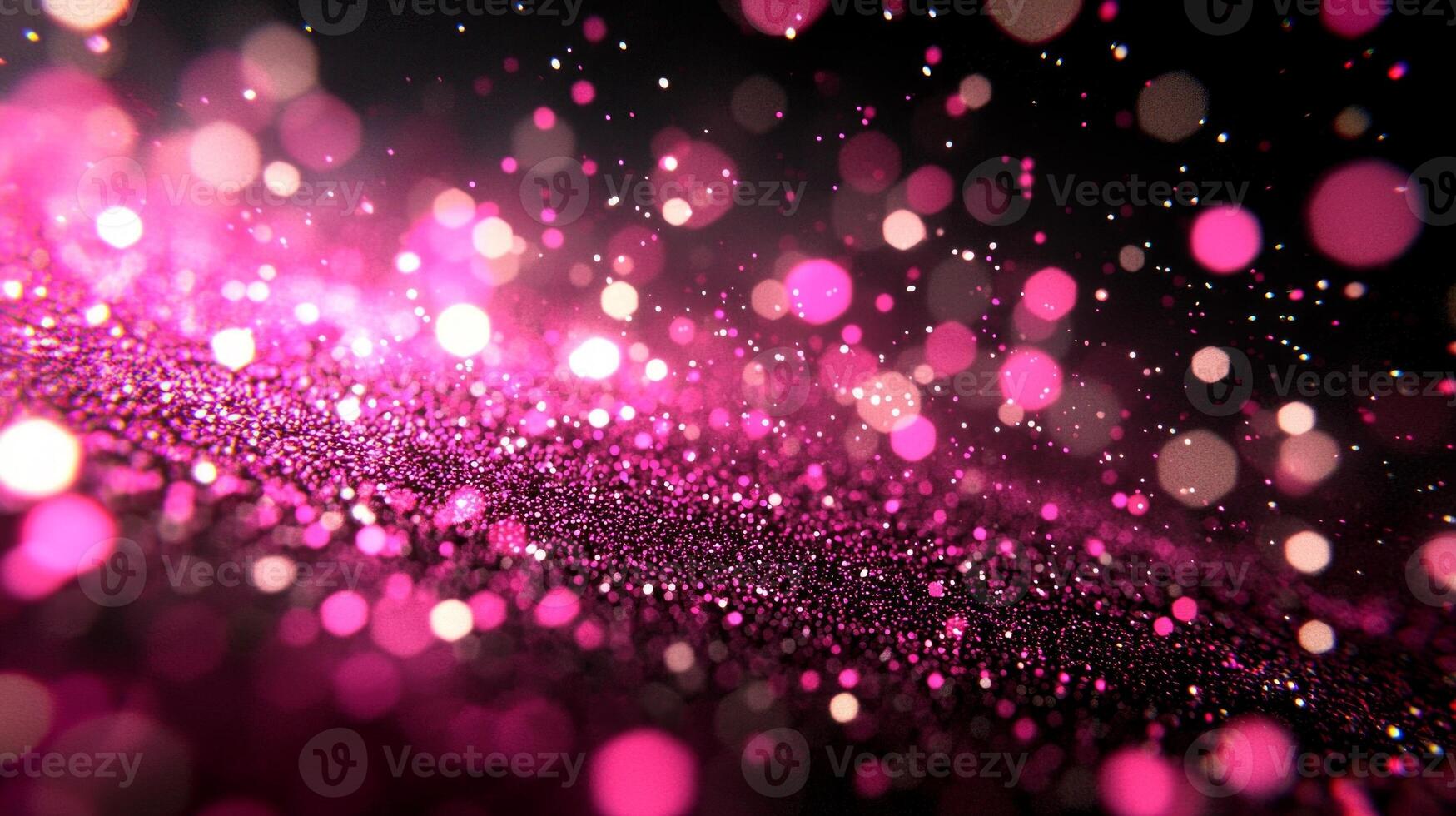 explosion of pink particles erupts from a central point against a black background, glowing fiercely and scattering to create a vibrant wave of energy that captivates the viewer. photo