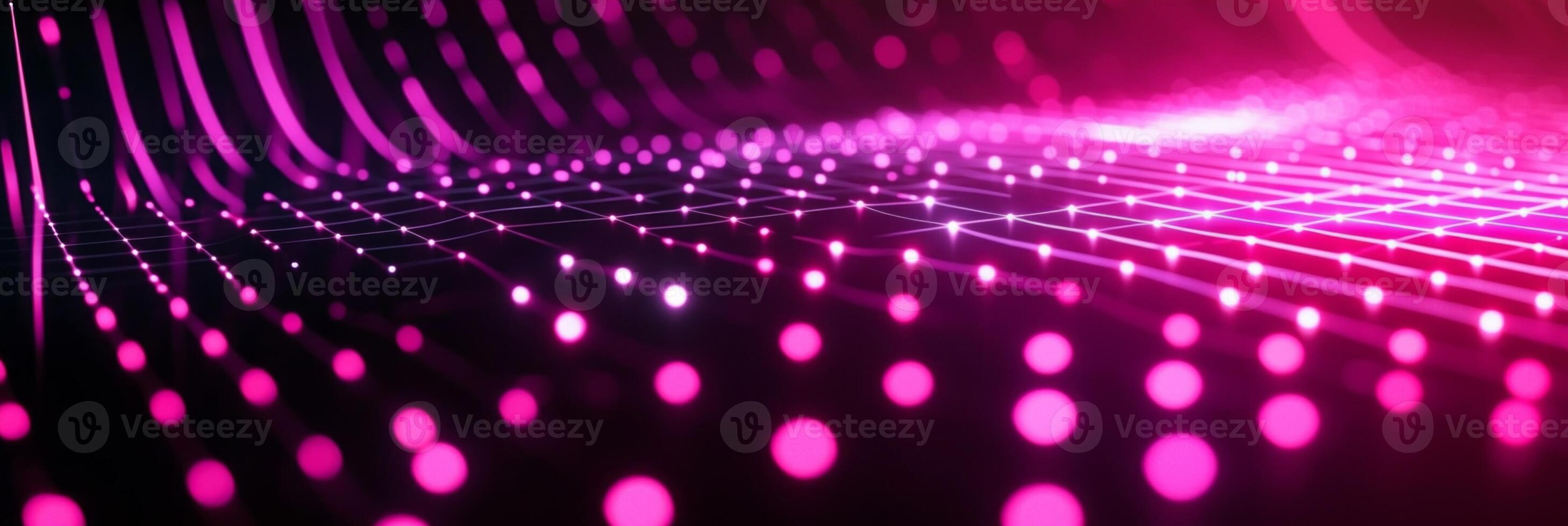 mesmerizing arrangement of pink particles forms a geometric pattern, interconnected by glowing lines, set against a deep black background, evoking a sense of futuristic elegance and vibrancy. photo