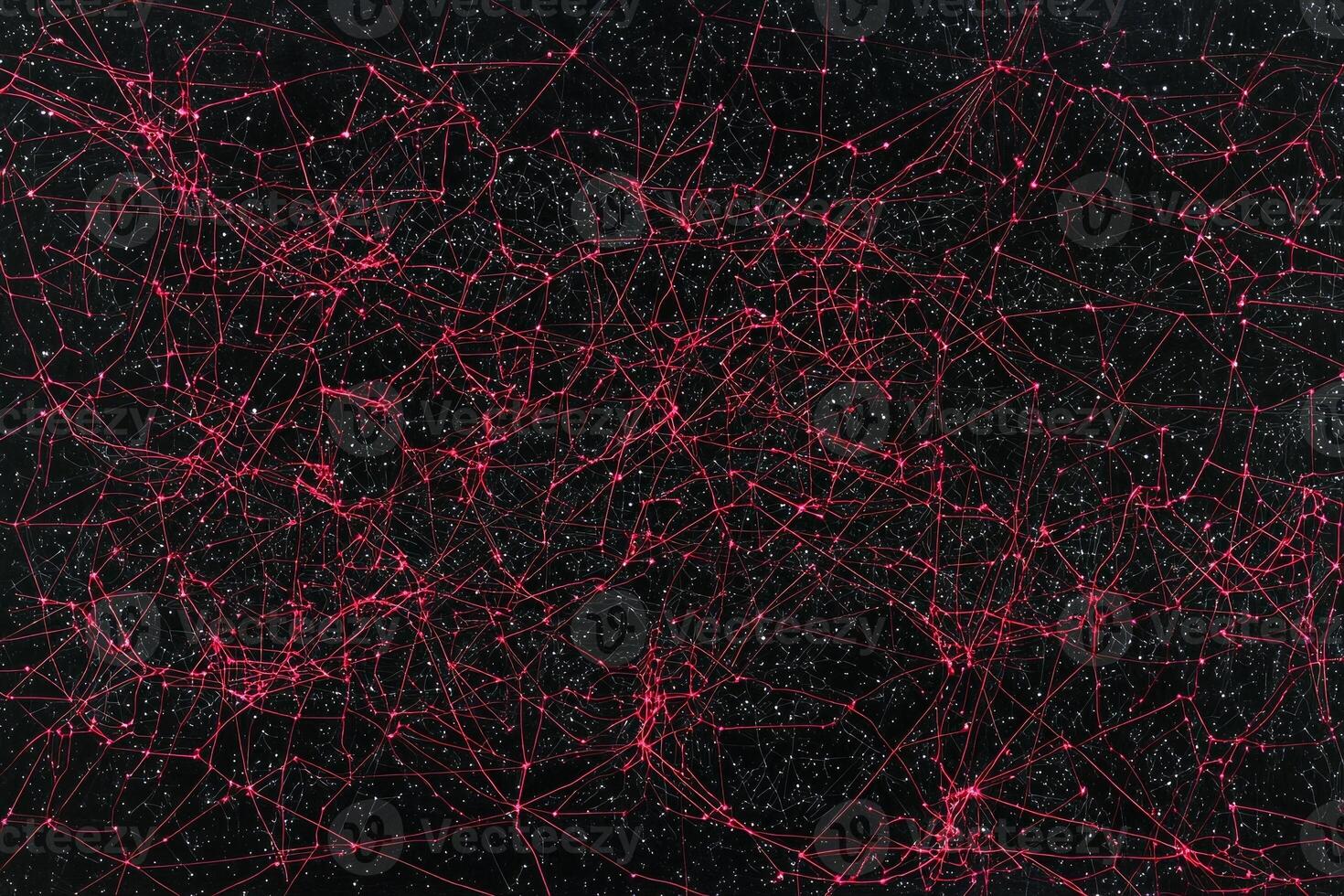 This captivating artwork presents a universe of tiny pink dots sprinkled across a dark canvas, interconnected by radiant lines that evoke a mesmerizing starry sky, exuding a minimalist cosmic charm. photo
