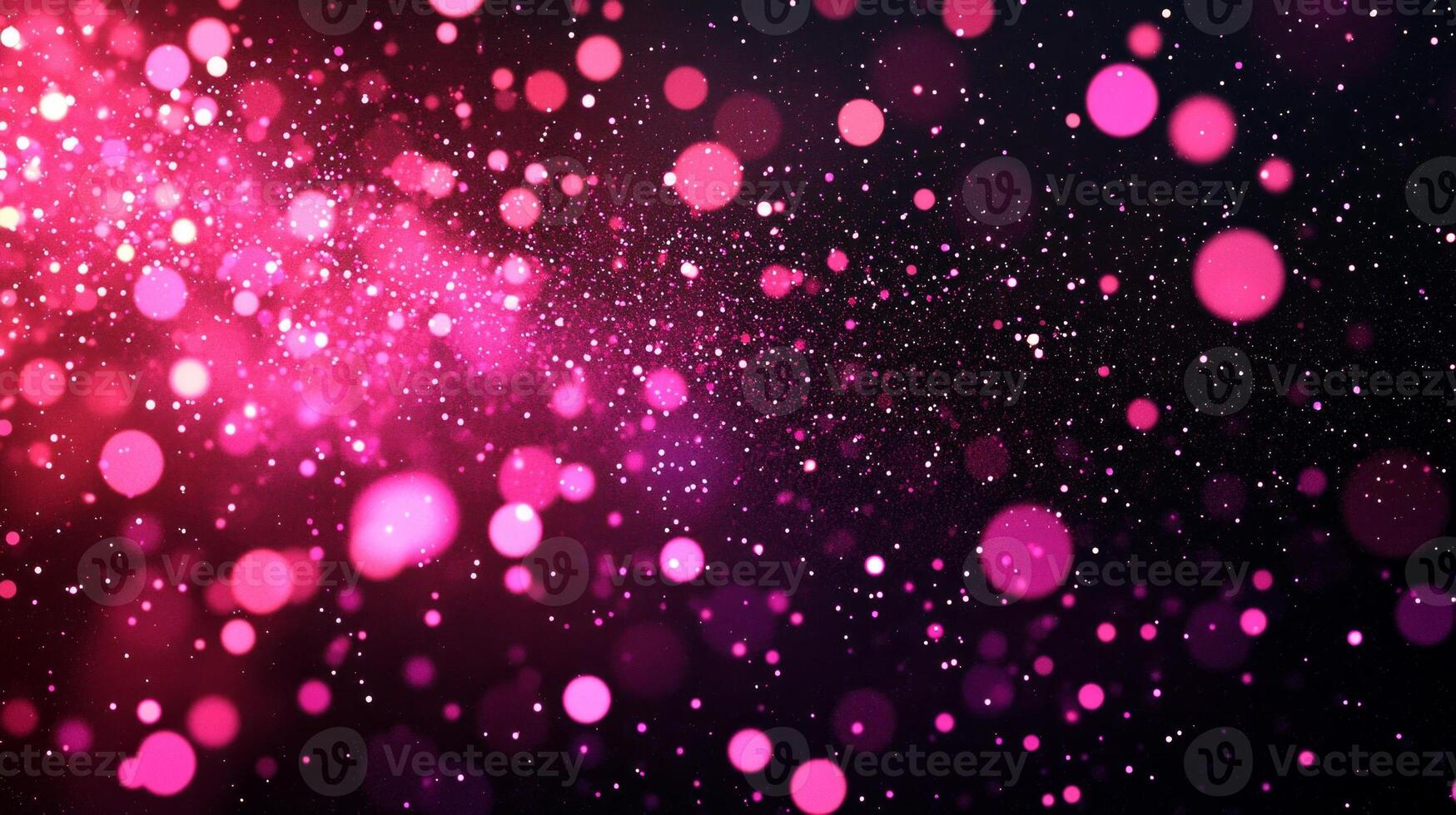 In a vast black expanse, vibrant pink dots shimmer like distant stars, scattered in a celestial dance. The glowing particles evoke a tranquil yet dynamic cosmic landscape, inviting wonder. photo
