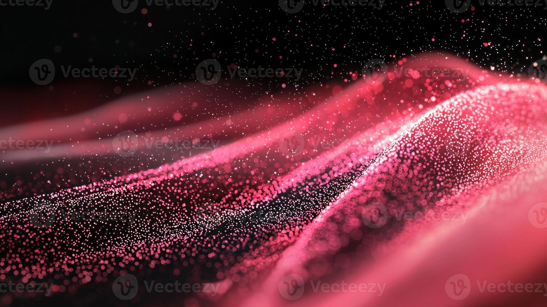 captivating swirl of pink particles dances across a deep black background, radiating a gentle glow. The varying sizes of the dots create a mesmerizing cosmic effect, inviting contemplation. photo