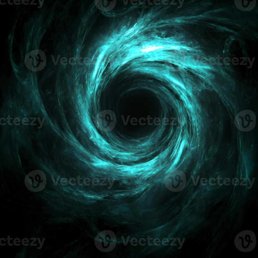 An enchanting display of turquoise particles swirls and morphs into a nebula-like formation, radiating a soft glow against the stark black backdrop, capturing the essence of the cosmos. photo