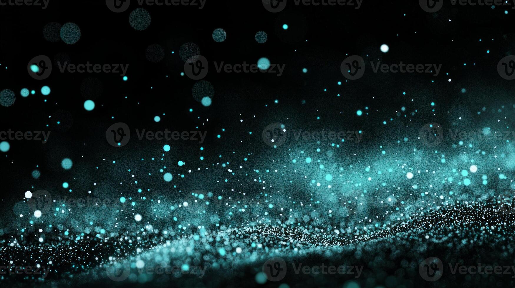 A striking array of turquoise dots glows brightly against the darkness, creating a cosmic pattern that evokes wonder and serenity photo