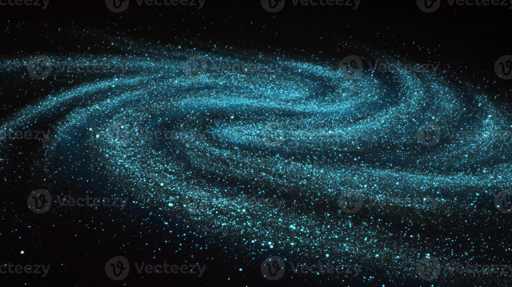 A captivating arrangement of turquoise dots swirls gracefully against a black canvas, emitting a soft glow that evokes a sense of cosmic wonder and minimalism. photo