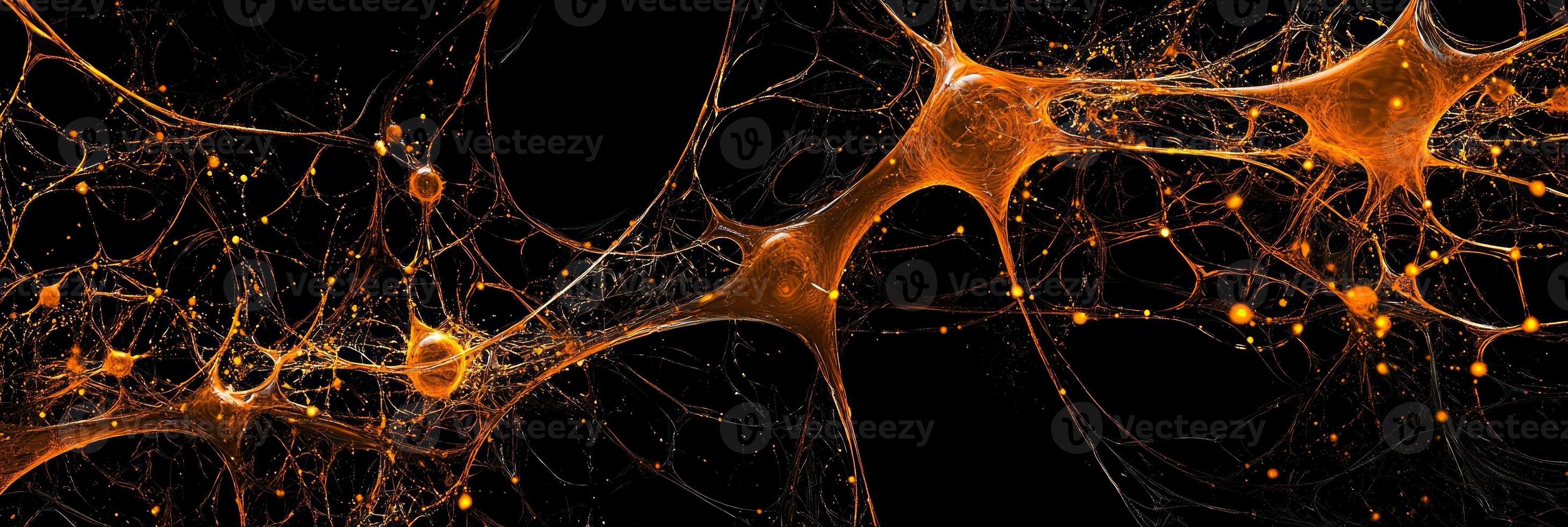 mesmerizing arrangement of orange particles interconnects via glowing lines, forming stunning geometric patterns against a black background, evoking a sense of futuristic beauty. photo