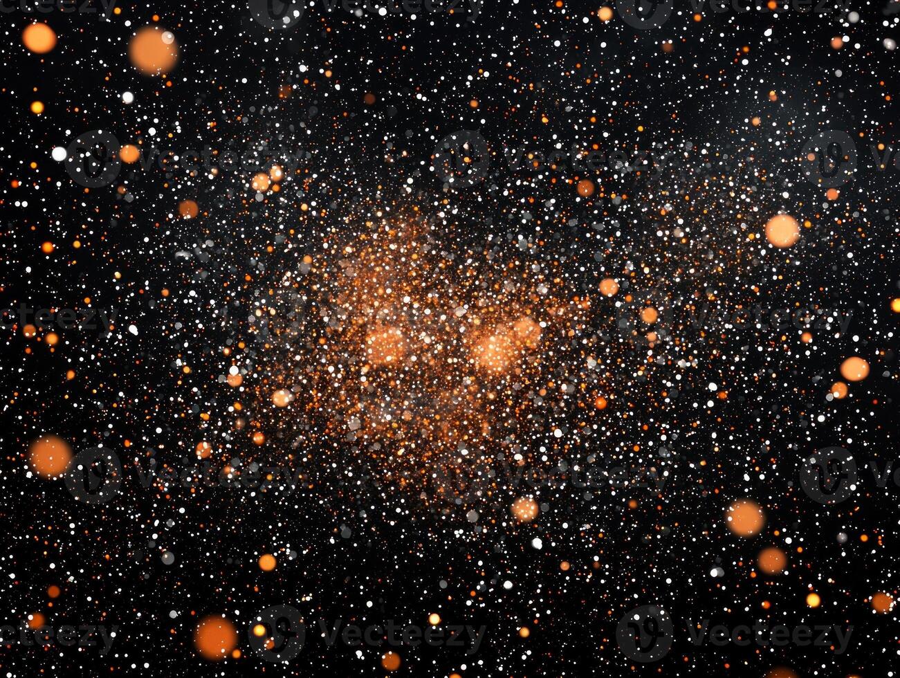 mesmerizing display of small orange dots glimmering at various intensities across a dark canvas, evoking the essence of stardust in a captivating minimalist style. photo