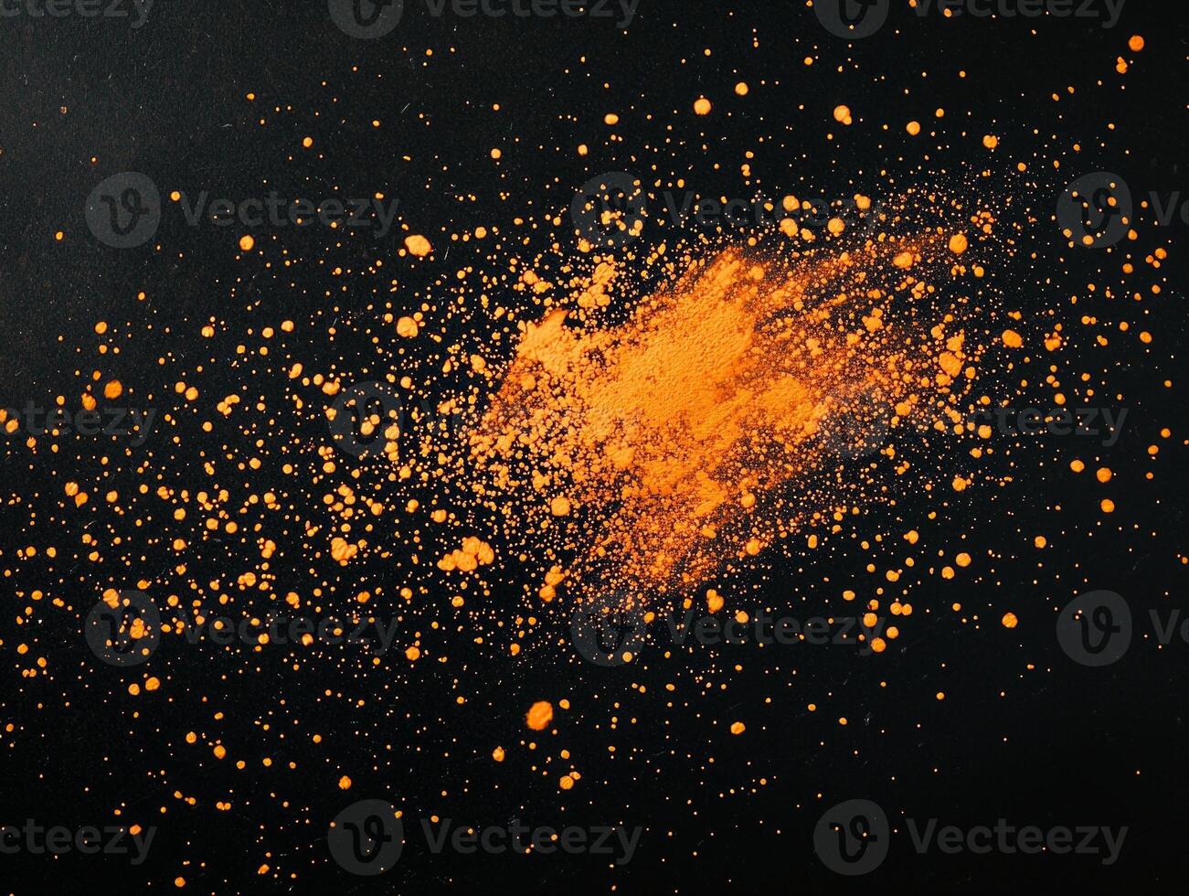 captivating arrangement of small orange dots shimmers against a black background, evoking a celestial stardust effect with varying glow intensities, all in a minimalist style. photo