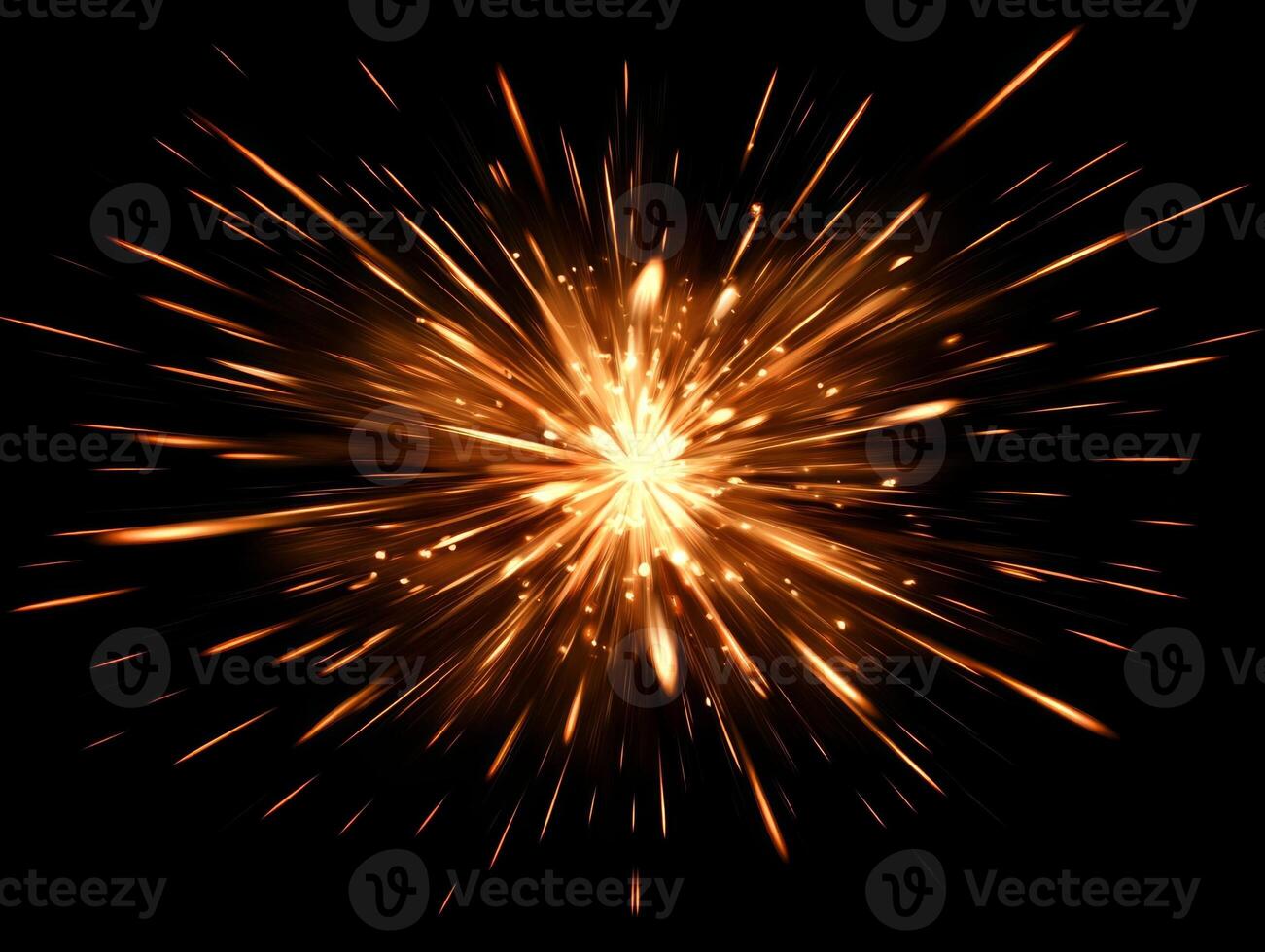 radiant sphere of fiery orange particles erupts, scattering vividly in all directions, creating an intense and dynamic display of cosmic energy on a stark black background. photo