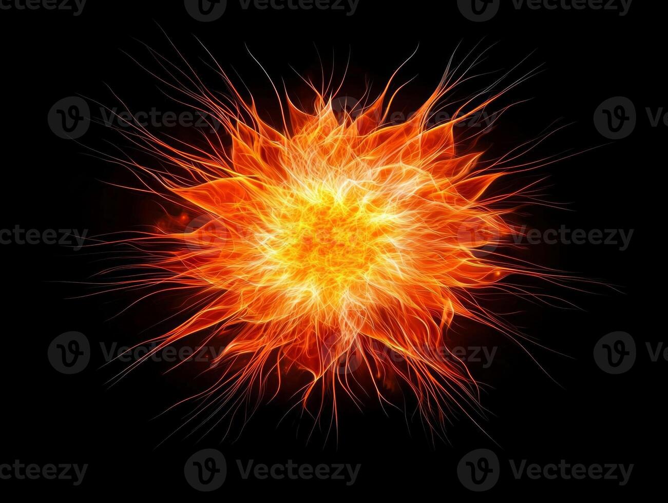 vibrant explosion radiates energy as orange particles burst outward, creating a mesmerizing wave against the black space, evoking a cosmic phenomenon. photo