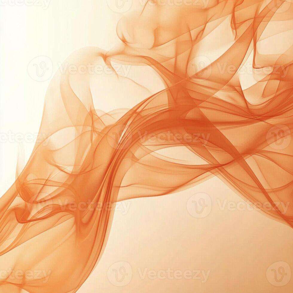 Translucent tendrils of orange smoke dance and curl upward, revealing rich textures and gradients that blend seamlessly into the white background, creating a captivating visual experience. photo