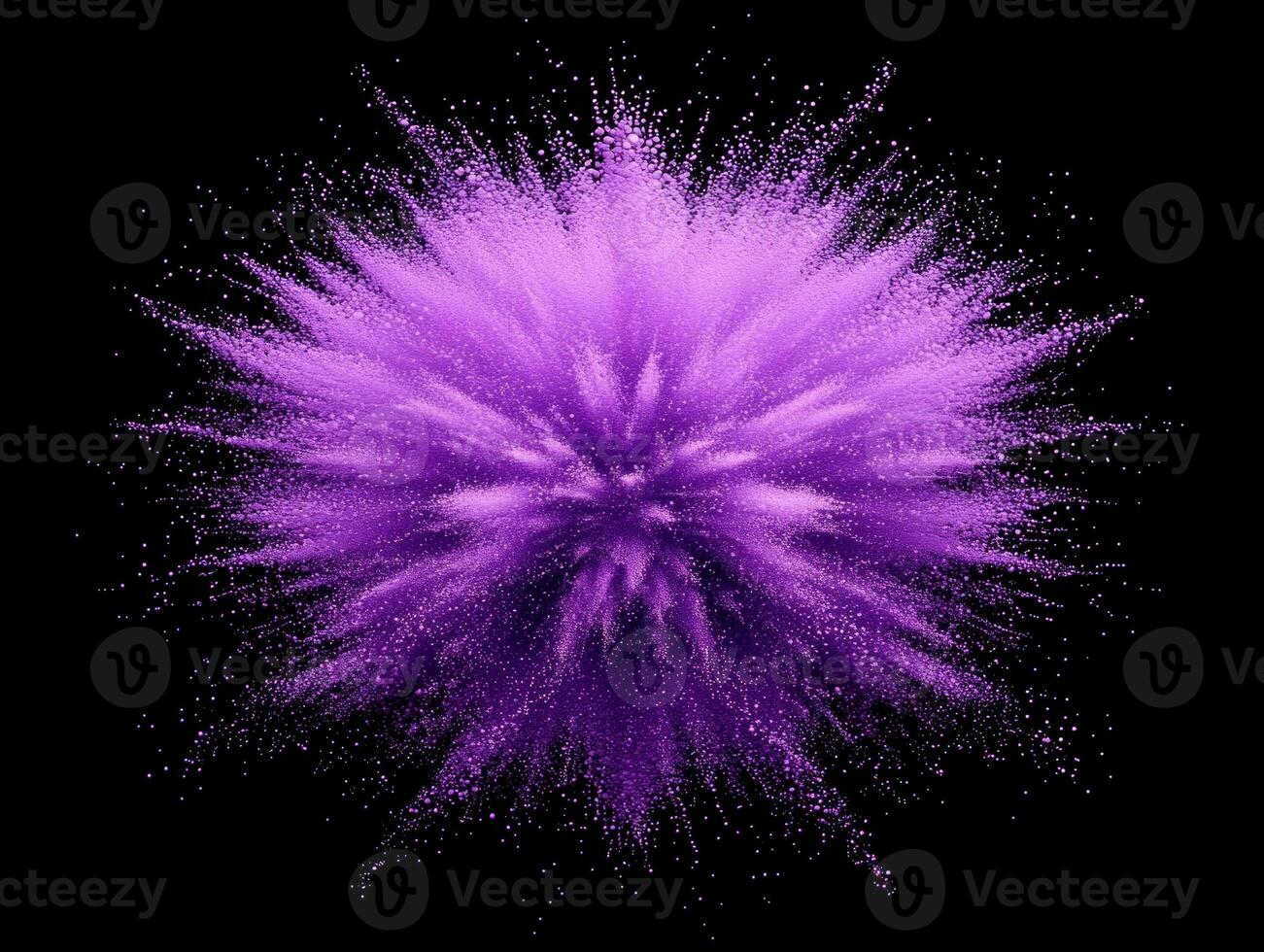 dazzling array of purple dots and particles erupts from the center, illuminating the surrounding darkness with vibrant energy and movement, showcasing a captivating explosion. photo