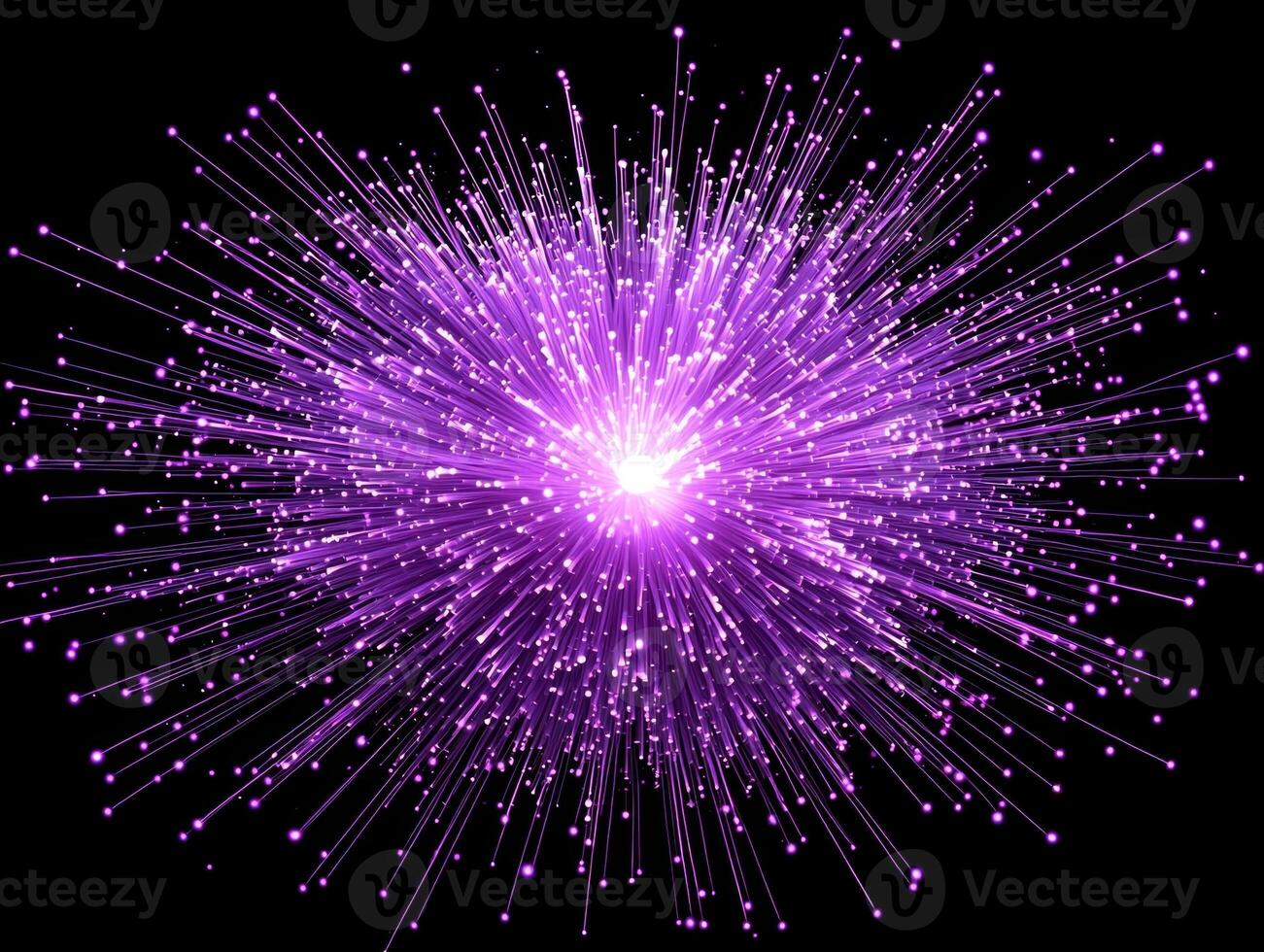 captivating explosion of purple particles erupts, forming a glowing sphere of energy that scatters dynamically throughout the dark cosmic space, radiating captivating brilliance. photo