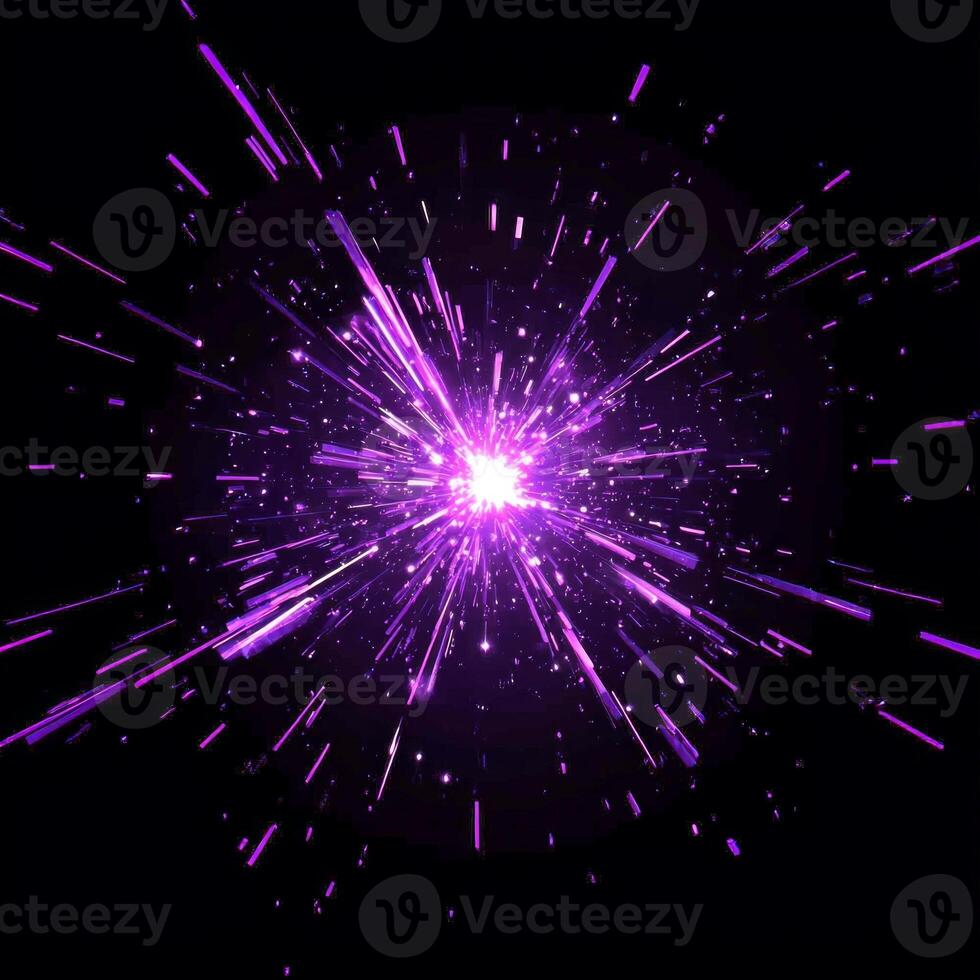 Witness a stunning display of energy as a radiant purple explosion bursts forth, sending shimmering particles outward photo