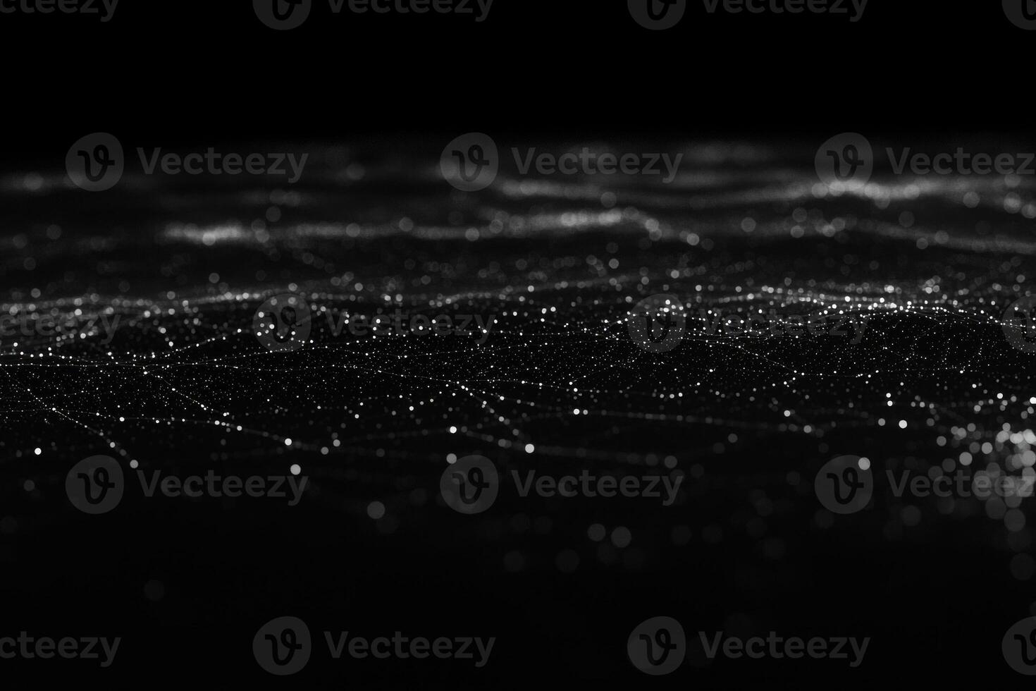This captivating artwork features a scattering of tiny silver dots across a deep black canvas, interlinked by glowing lines that evoke the enchanting beauty of a starry night. photo