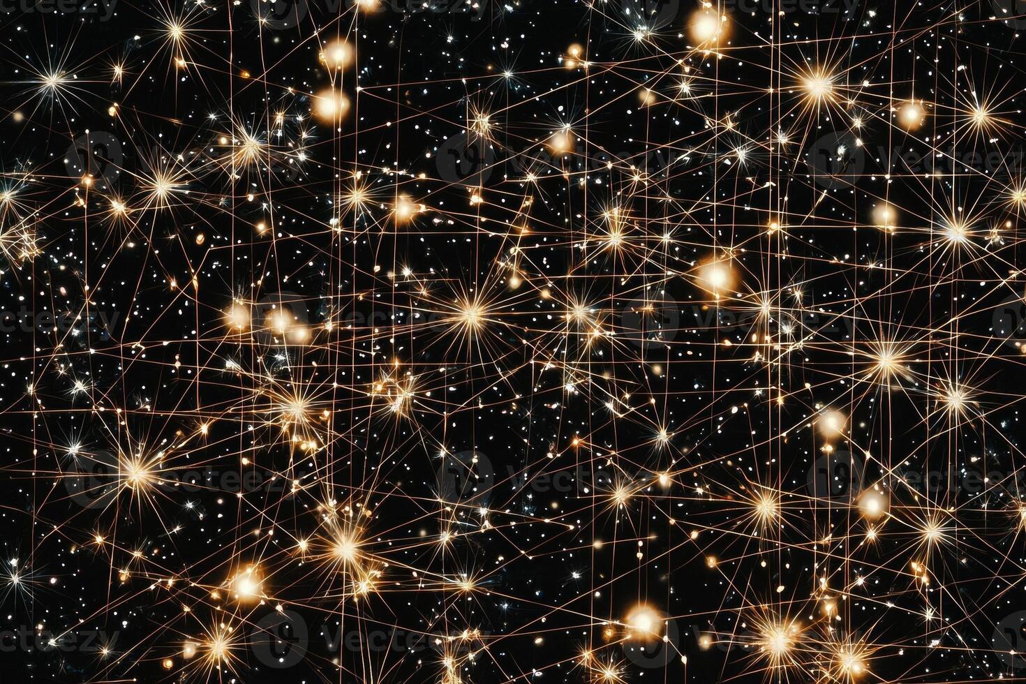 An abstract arrangement of tiny silver dots on a black canvas brings forth a mesmerizing starry night. Glowing lines connect some dots, enhancing the celestial ambiance with a minimalist touch. photo