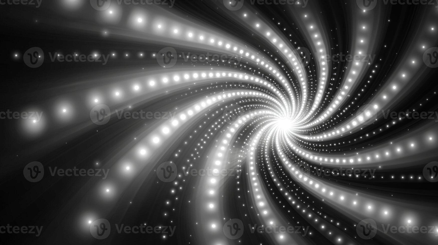 Silver dots swirl gracefully in a dynamic spiral, varying in size and brightness. The soft metallic glow captures the essence of a cosmic dance, inviting contemplation of the infinite. photo
