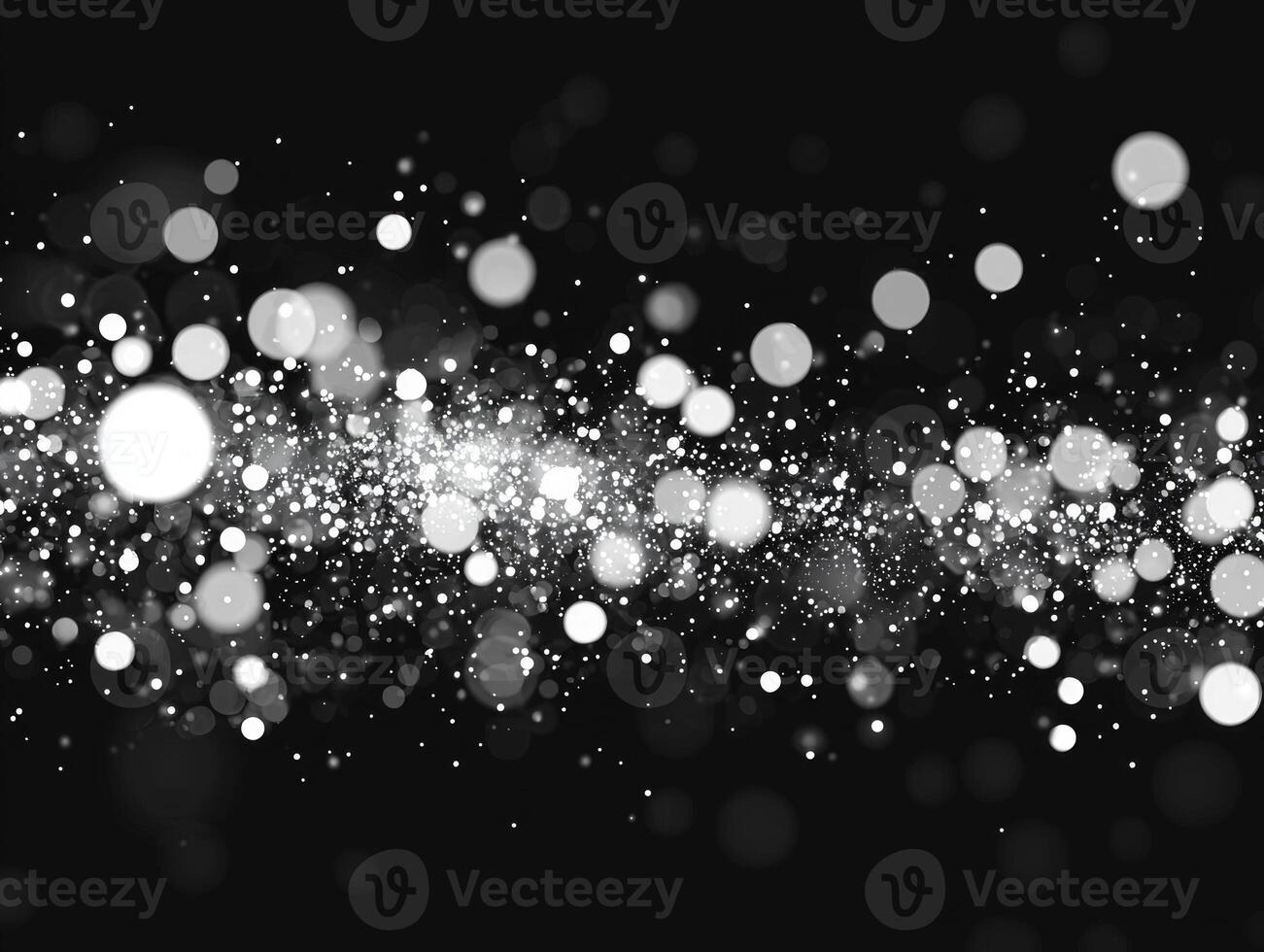 Across a dark background, small silver dots twinkle and shimmer, some brilliantly bright and others softly dimming, evoking a celestial atmosphere reminiscent of the cosmos. photo