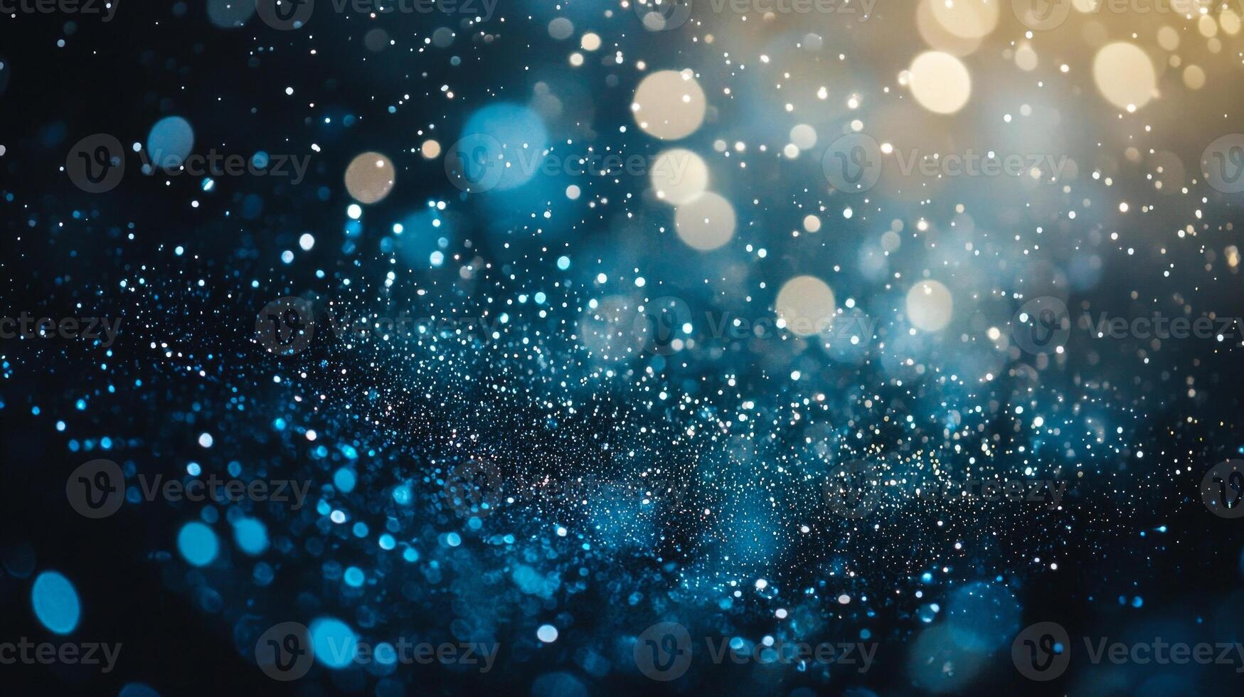 Brilliant blue particles illuminate the dark canvas, forming a striking cosmic landscape. The arrangement offers an ethereal ambiance, reminiscent of distant galaxies. photo