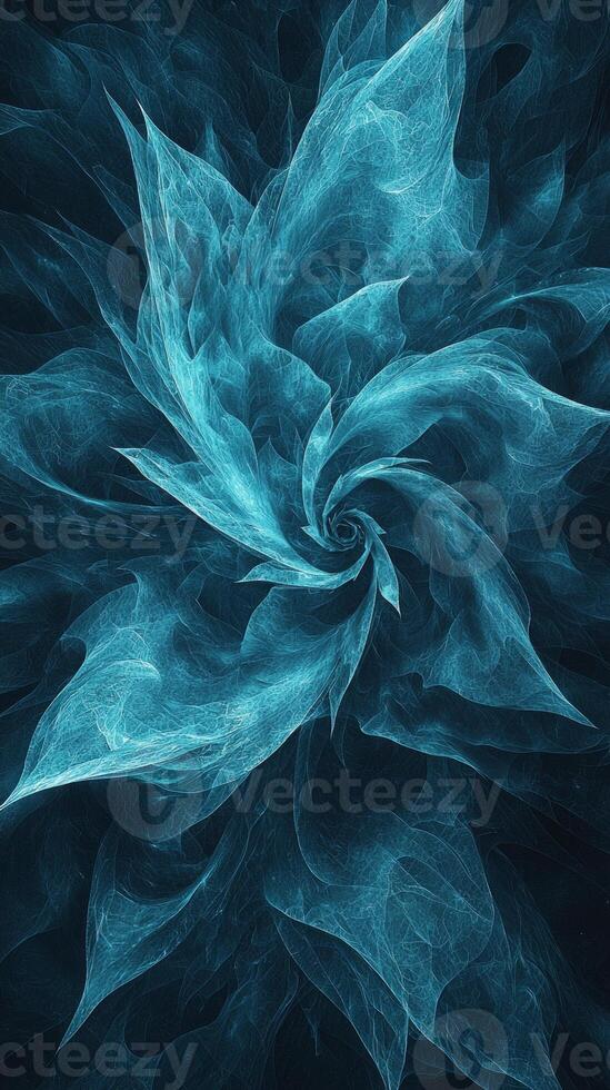 A mesmerizing swirl of blue particles forms a vortex against a deep black background, radiating cosmic energy and blending artistry with the universe's mysteries. photo