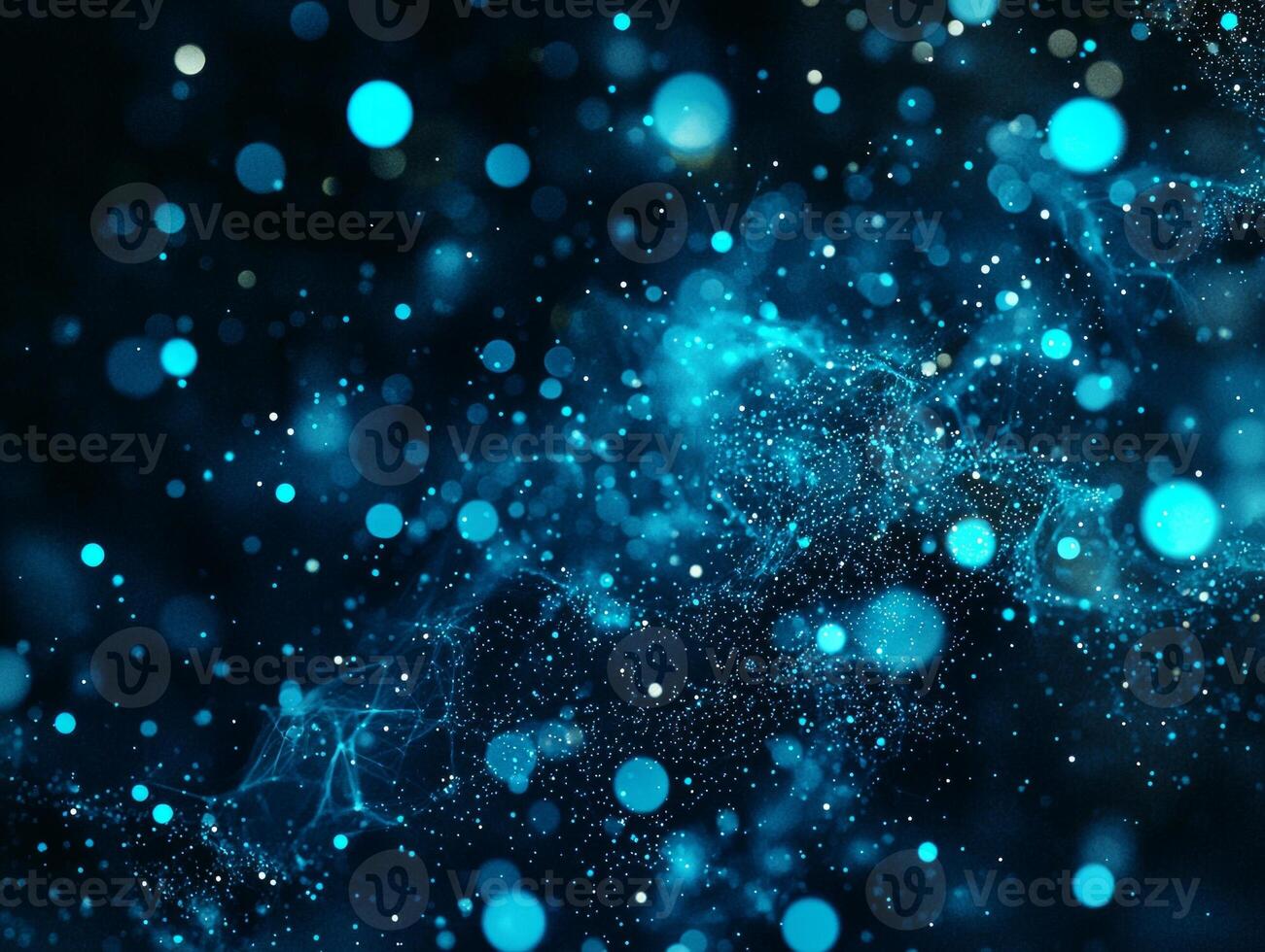 Scattered blue dots glow with varying intensities against a black backdrop, creating an ethereal cosmic atmosphere reminiscent of a twinkling night sky full of stars. photo