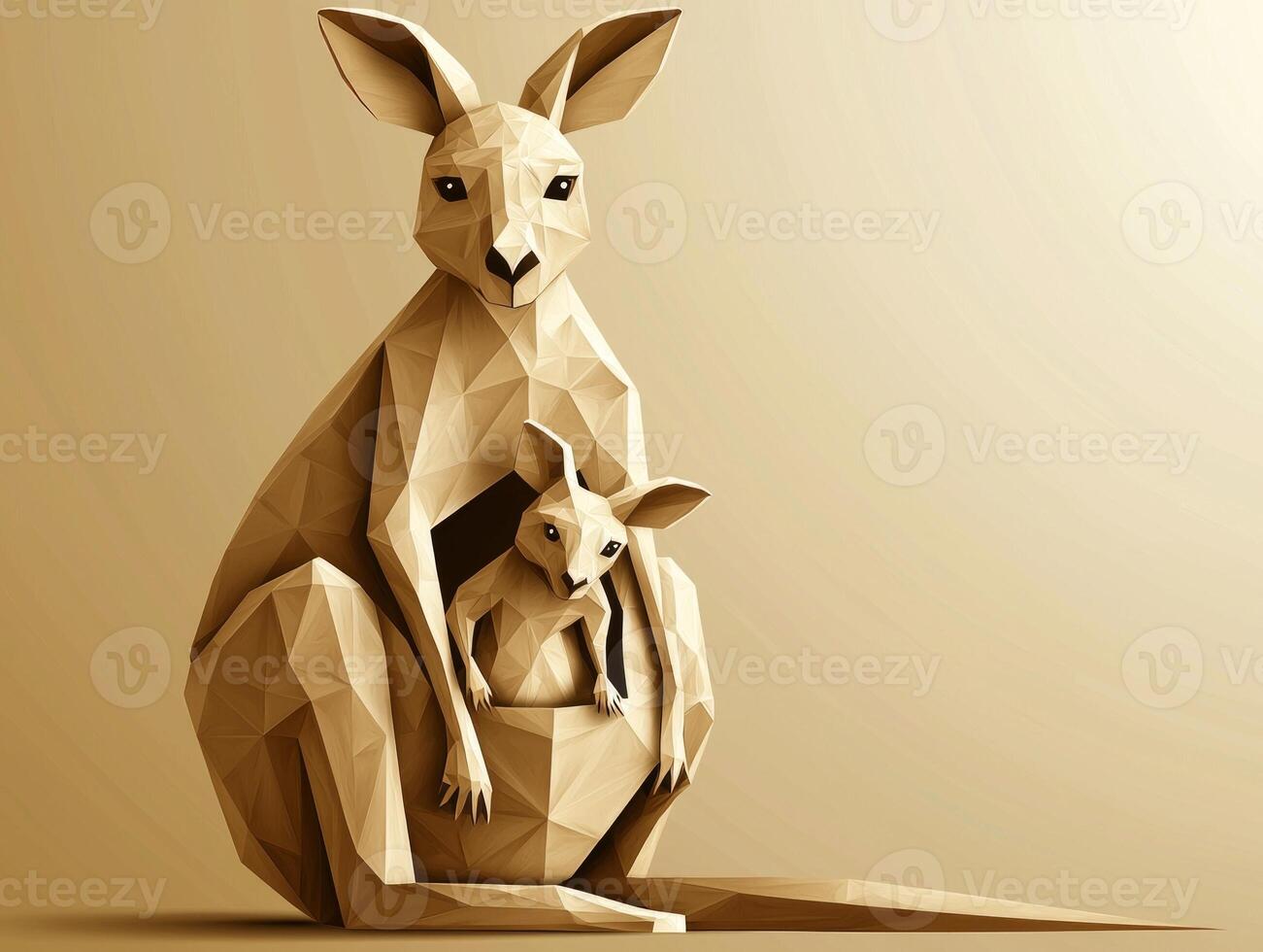 artwork features a kangaroo standing tall with its baby joey peeking from the pouch photo