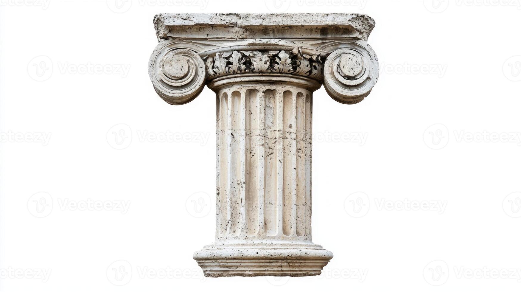 letter I, inspired by the beauty of an antique column, showcases detailed textures and elegance, standing alone on a pure white background for a striking visual impact. photo