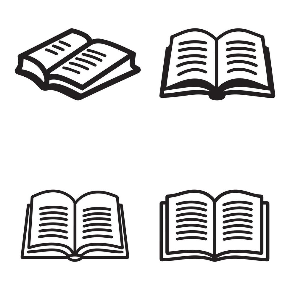 Open book line icon with pages visible. vector