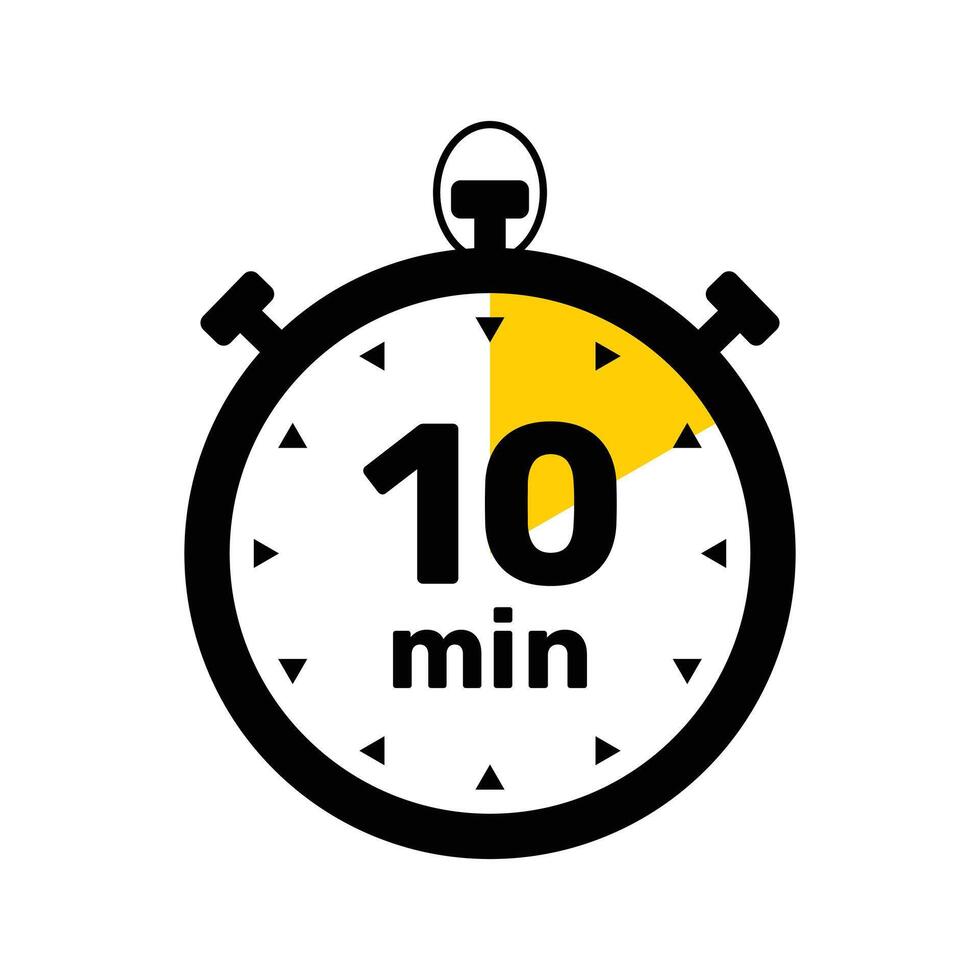 10 Minutes Analog Clock Icon white background . vector