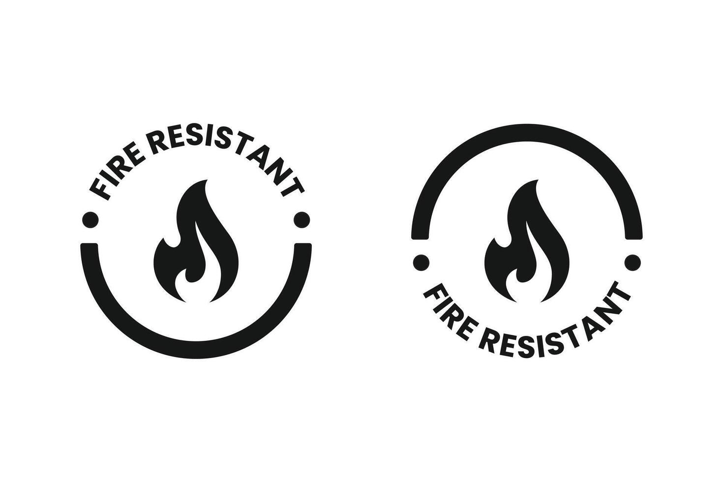 Fireproof icon set. Fire resistant icon sign. Flame protection. Fire Resistant label vector