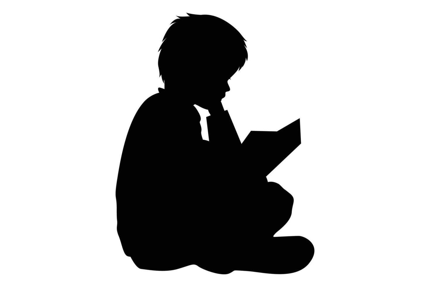 Cute Boy read book Silhouette vector