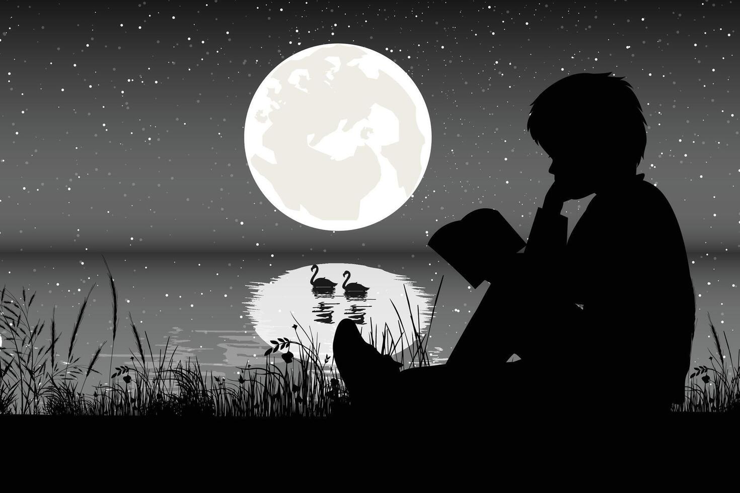 Cute Child Silhouette Landscape vector