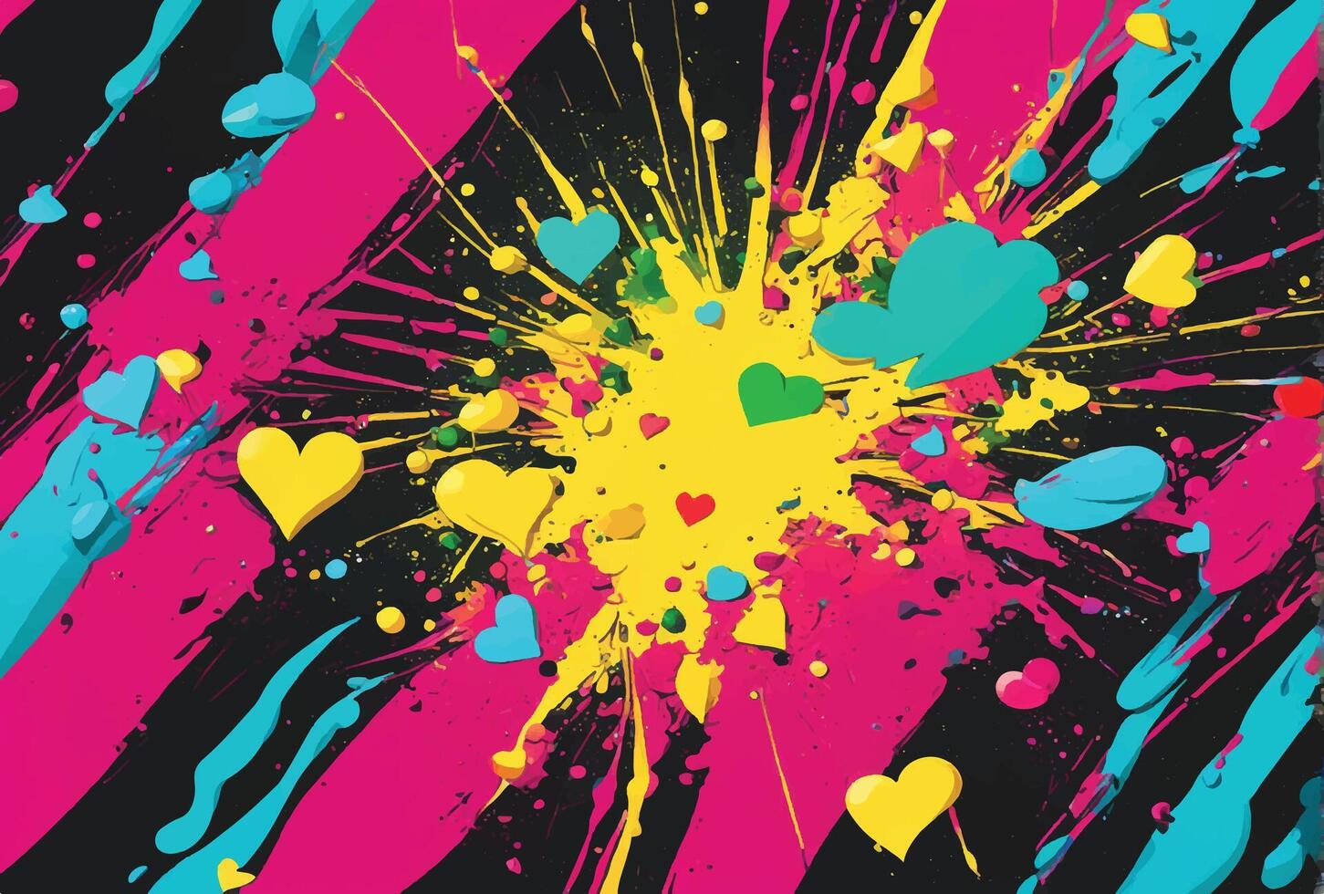 This is a colorful paint splash. Includes hearts. vector