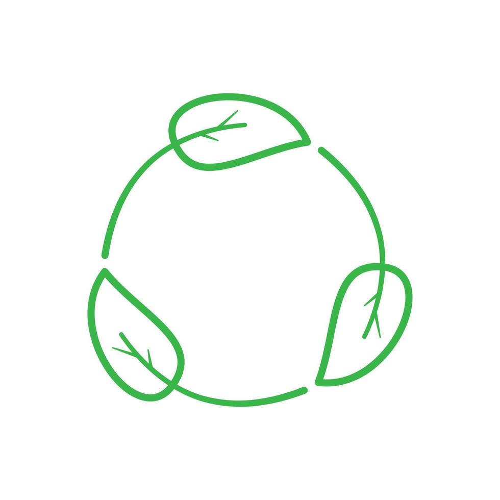 a green leaf in a circle with the words recycle vector