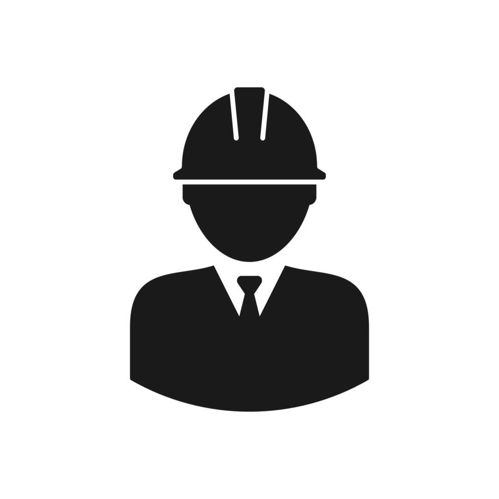 A black and white silhouette of a man in a hard hat vector
